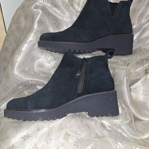 Toms Dark Suede Ankle Booties
